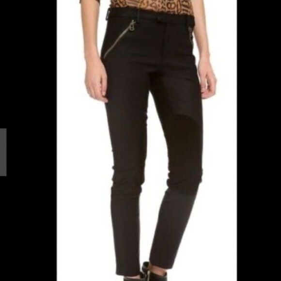 Rachel Zoe Black Julietta Lamb Suede Detail Riding Equestrian Pants Size 4 - Picture 1 of 15